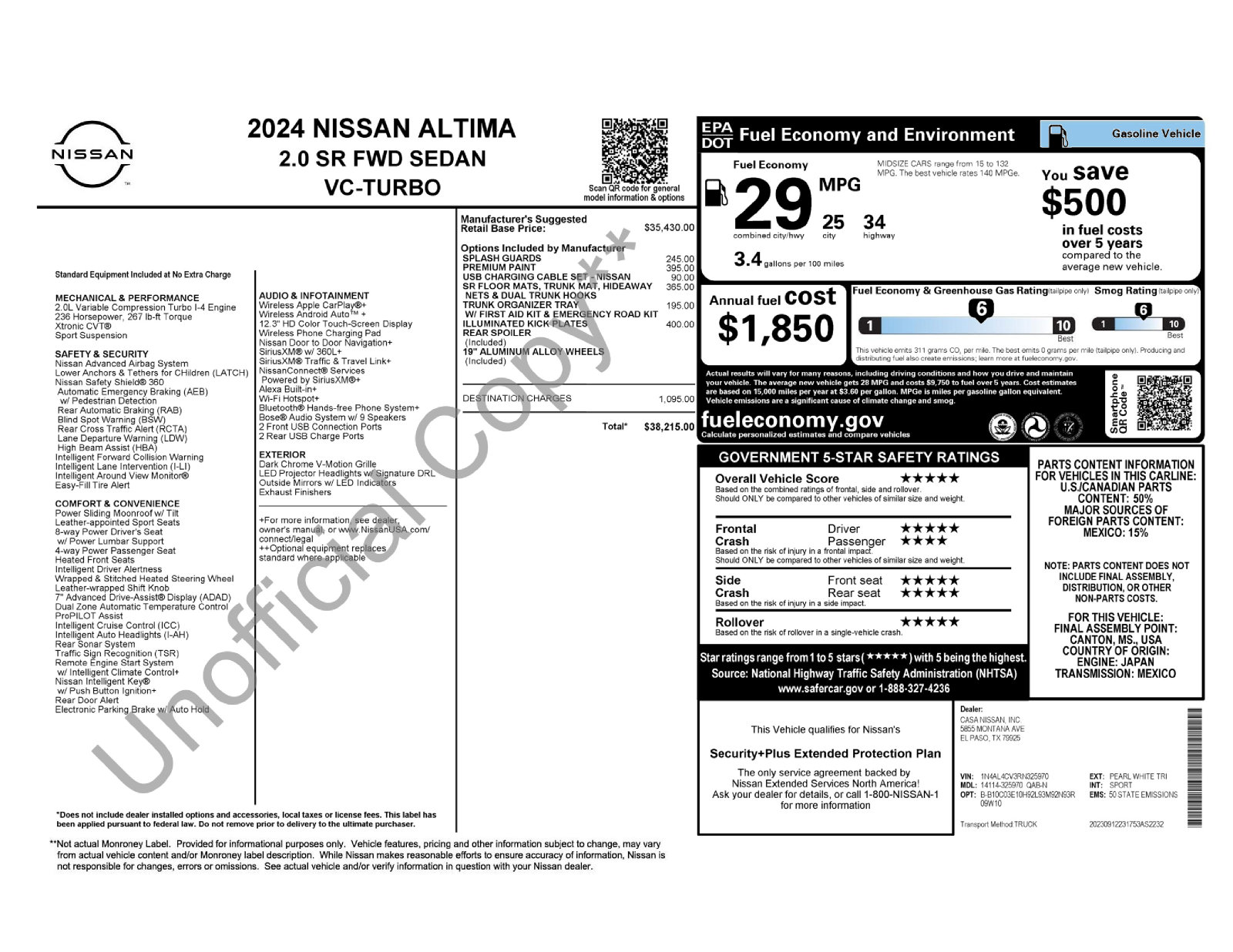 Used 2024 Nissan Altima 2.0 SR Sedan