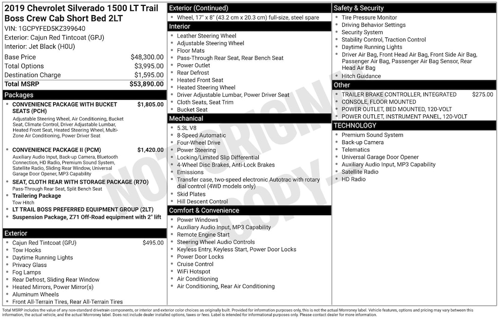 Used 2019 Chevrolet Silverado 1500 LT Trail Boss Truck