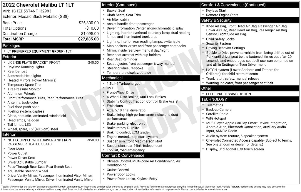 Used 2022 Chevrolet Malibu LT Sedan