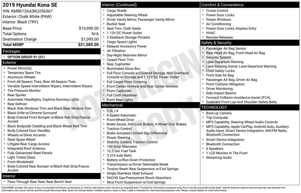 Used 2019 Hyundai Kona SE SUV