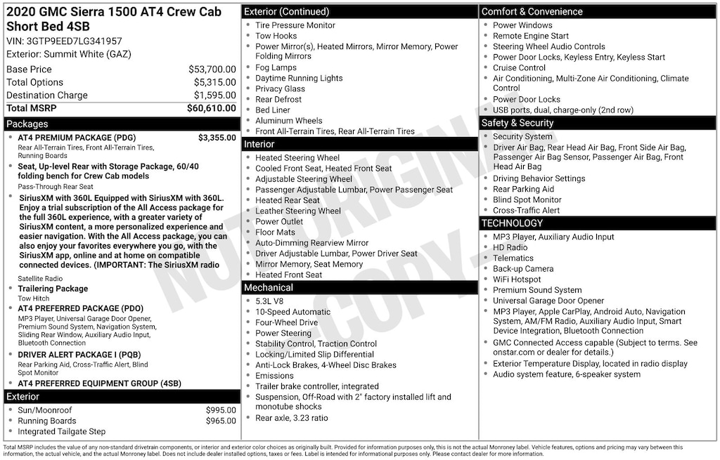 Used 2020 GMC Sierra 1500 AT4 Truck