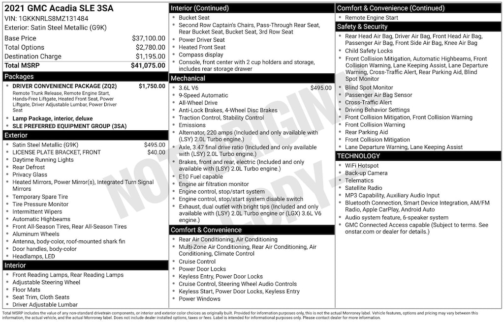 Used 2021 GMC Acadia SLE SUV