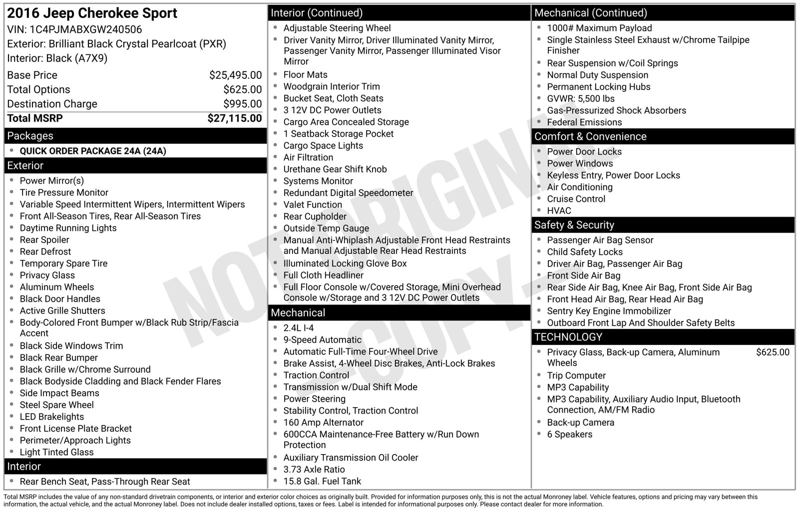 2016 Jeep Cherokee Sport