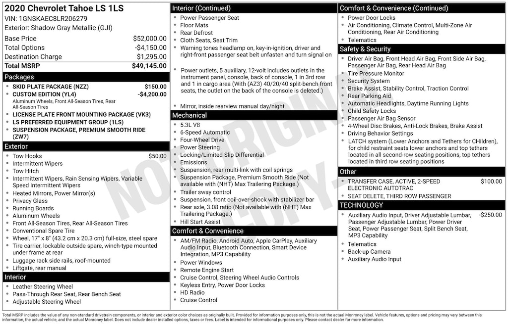 Used 2020 Chevrolet Tahoe LS SUV