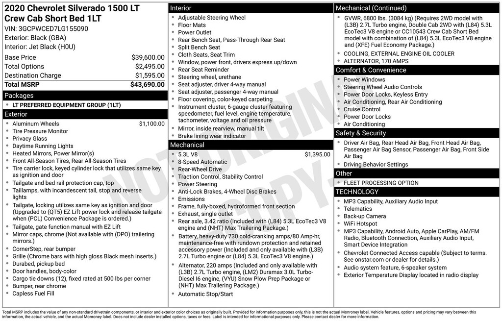 Used 2020 Chevrolet Silverado 1500 LT Truck