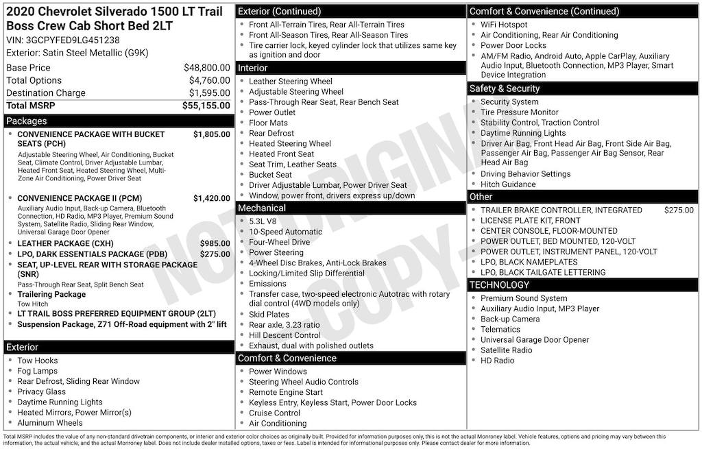 Used 2020 Chevrolet Silverado 1500 LT Trail Boss Truck