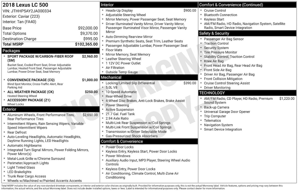 Used 2018 Lexus LC 500 Coupe