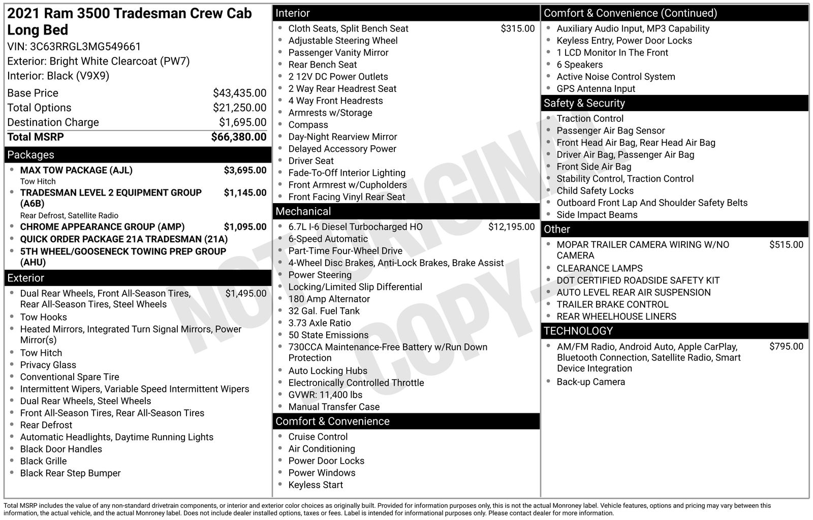 2021 RAM 3500 Tradesman 4X4 Crew Cab LWB's photo