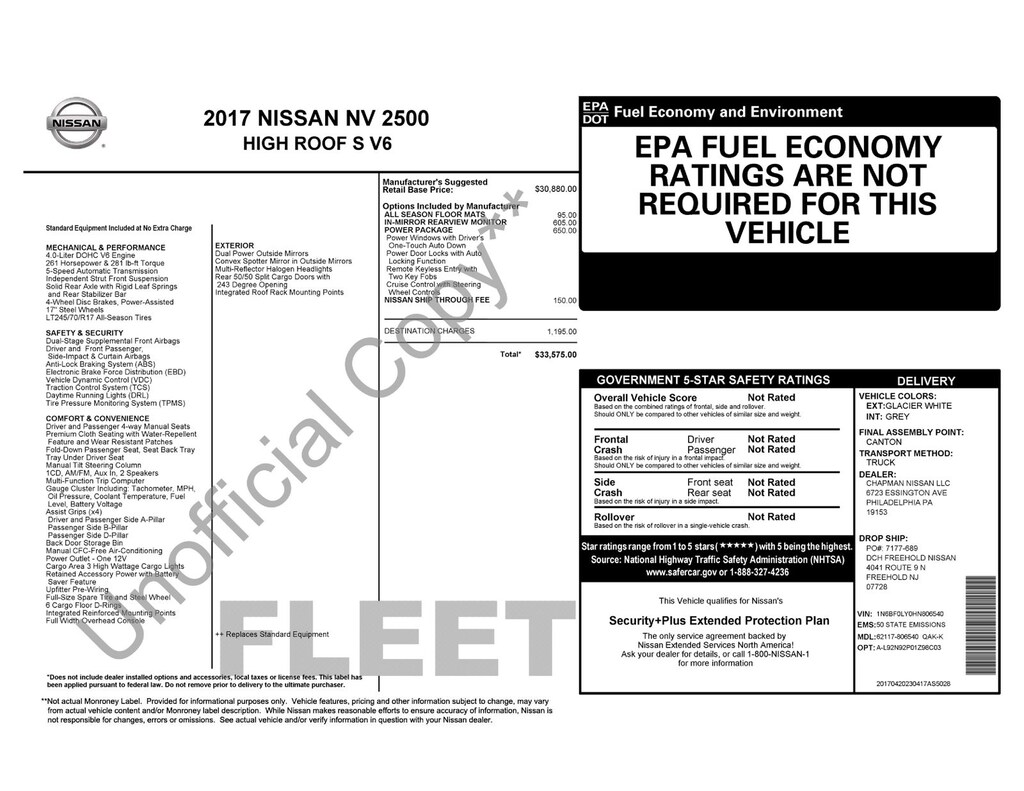Used 2017 Nissan NV2500 HD S Cargo Van