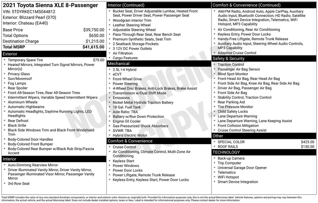 Used 2021 Toyota Sienna XLE Minivan/Van
