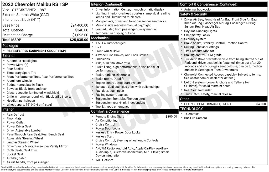 Used 2022 Chevrolet Malibu RS Sedan