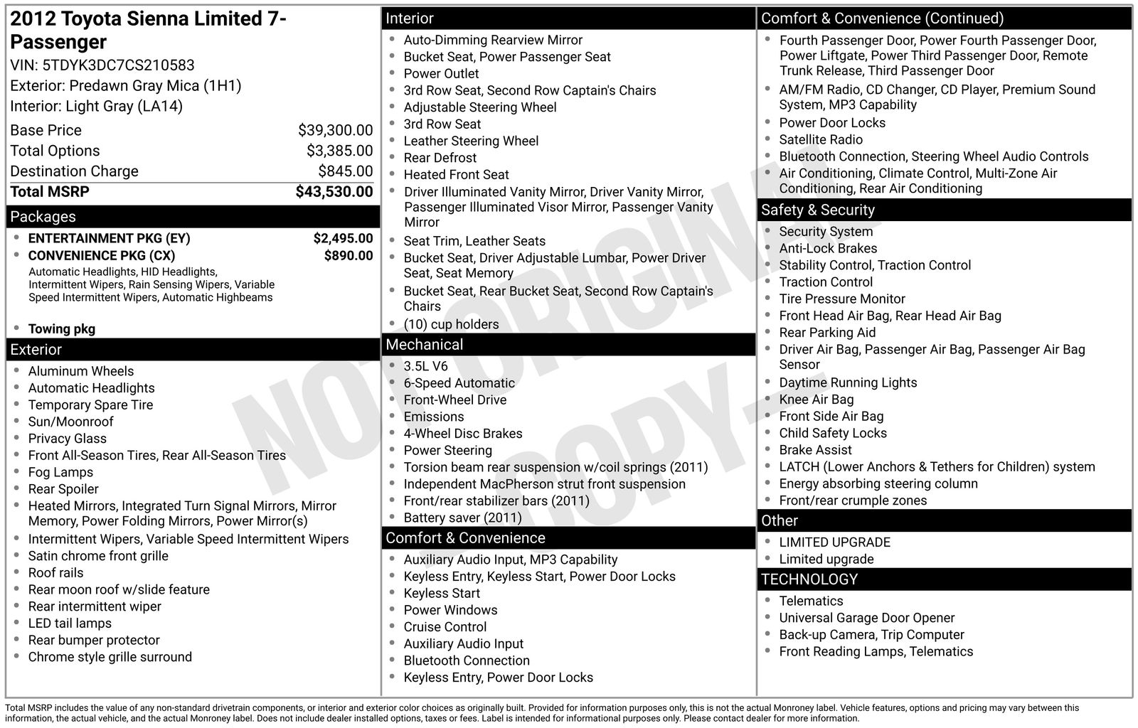 2012 Toyota Sienna Limited