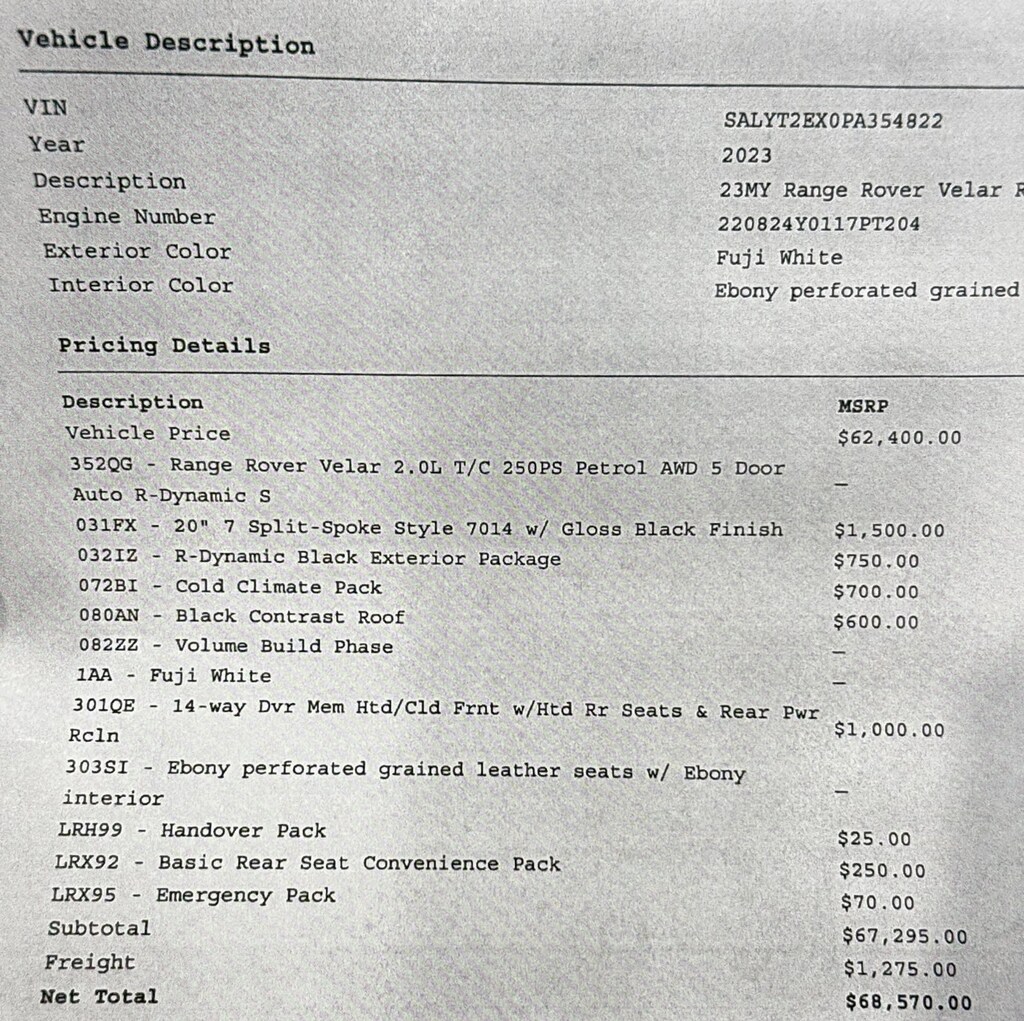 Certified 2023 Land Rover Range Rover Velar P250 R-Dynamic S