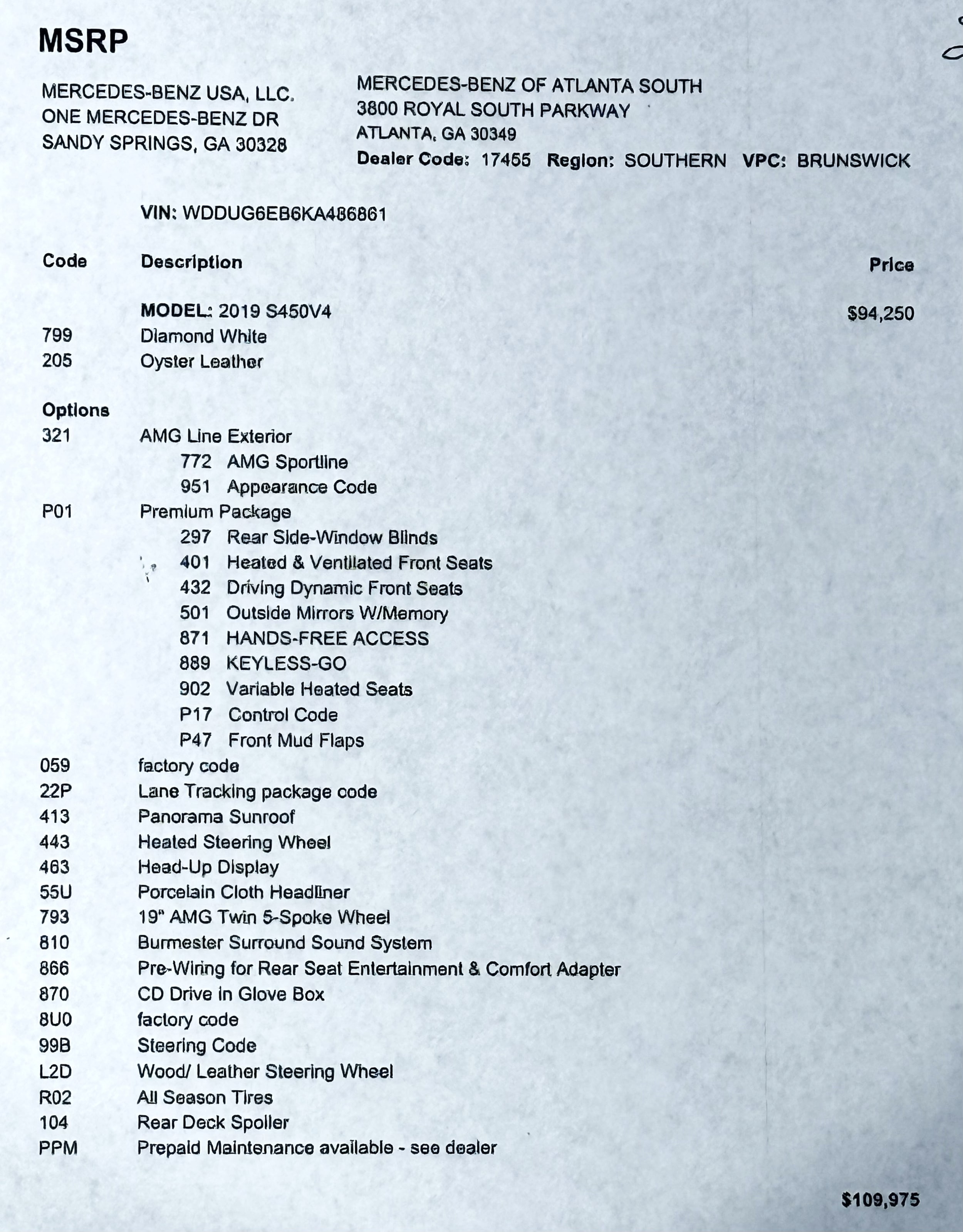 2019 Mercedes-Benz S-Class S450