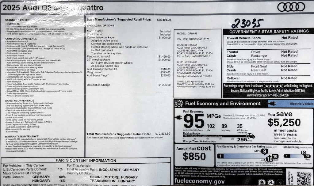Certified 2025 Audi Q6 e-tron Premium SUV