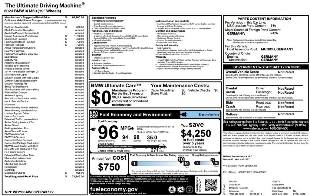 Certified 2023 BMW i4 M50 Gran Coupe