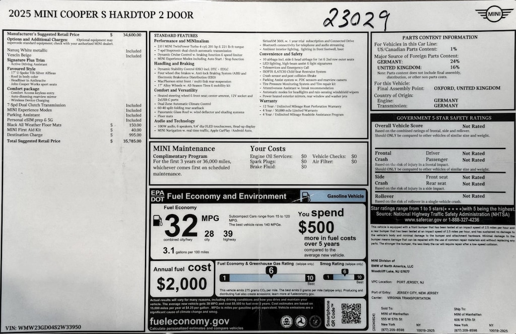 Certified 2025 MINI Hardtop 2 Door Cooper S Signature Trim Hatchback