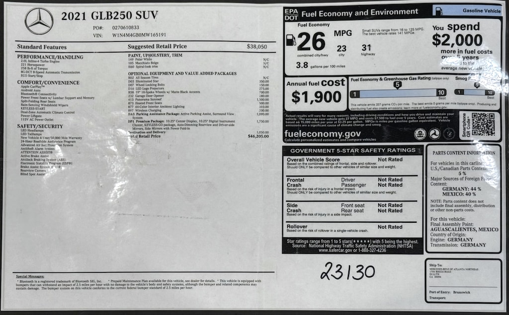 Certified 2021 Mercedes-Benz GLB GLB 250