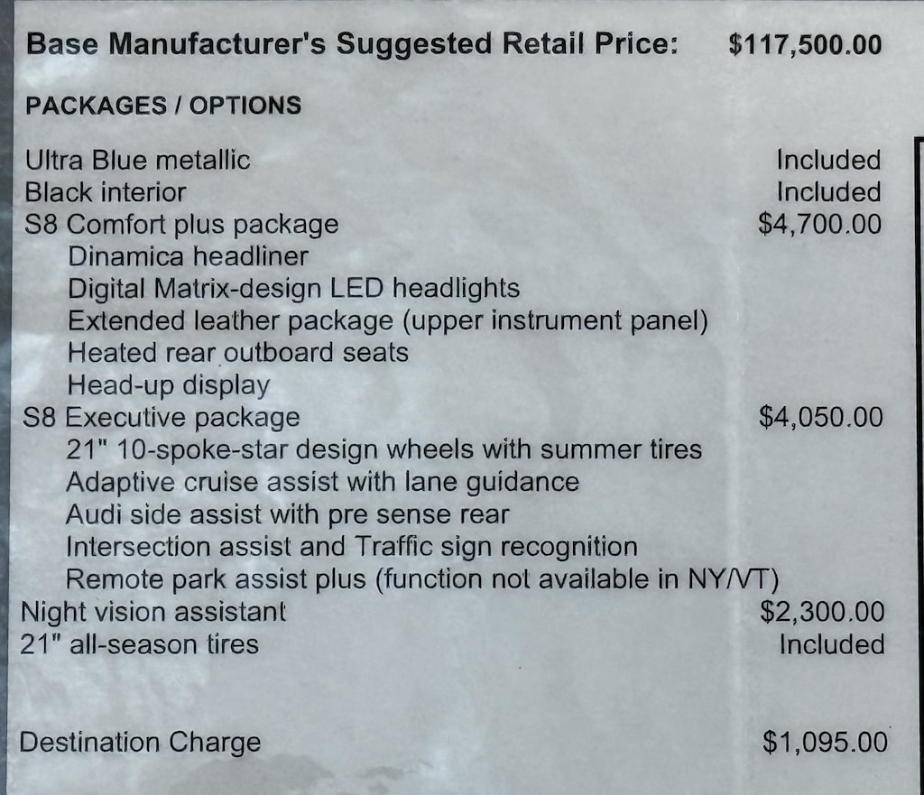 Certified 2023 Audi S8 4.0 Tfsi Quattro L Sedan