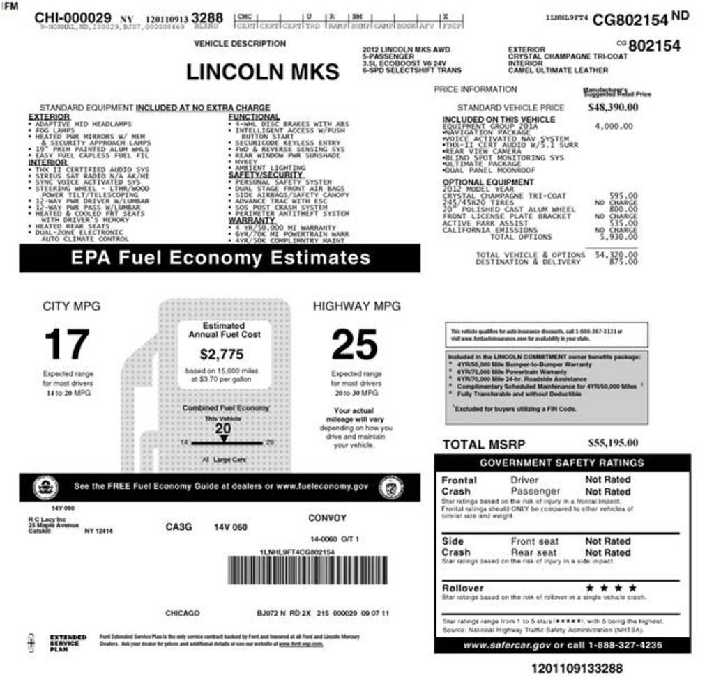 Used 2012 Lincoln MKS w/Ecoboost Sedan