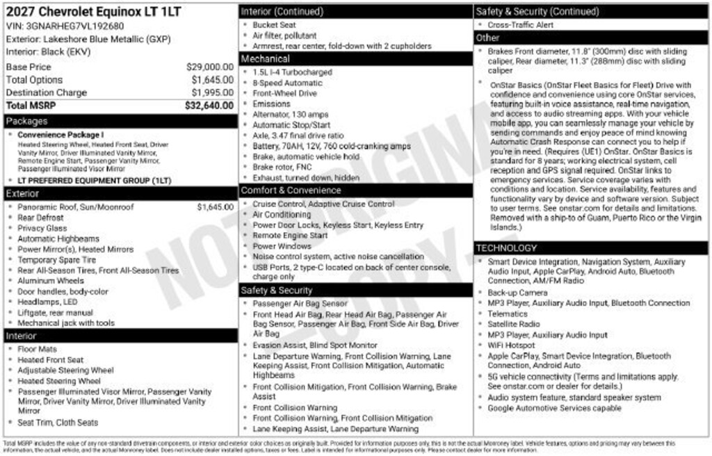 New 2027 Chevrolet Equinox LT SUV