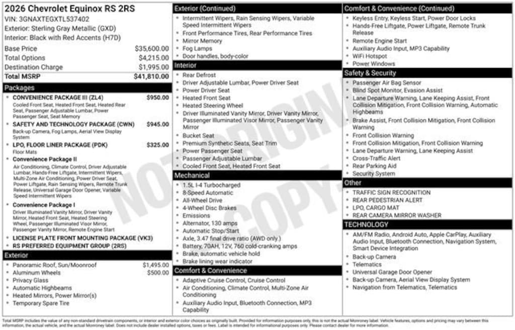 New 2026 Chevrolet Equinox RS SUV