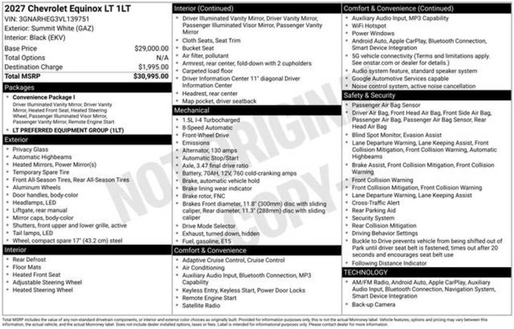 New 2027 Chevrolet Equinox LT SUV