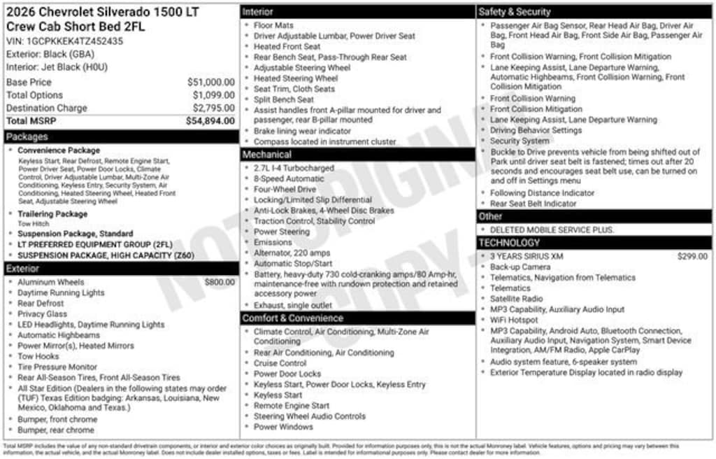 New 2026 Chevrolet Silverado 1500 LT (2FL) Truck