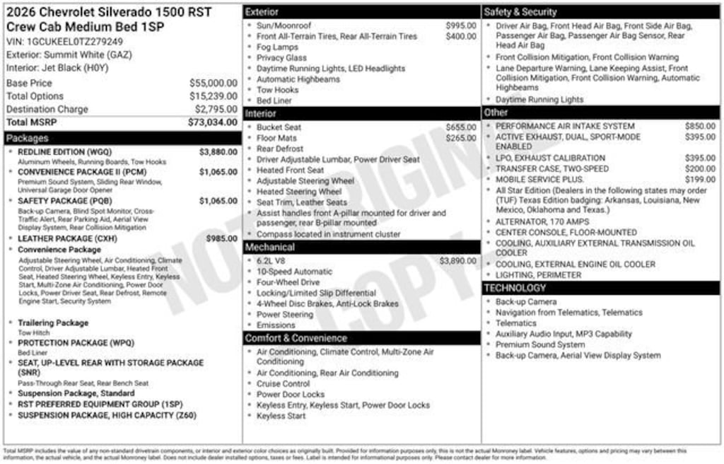 New 2026 Chevrolet Silverado 1500 RST Truck