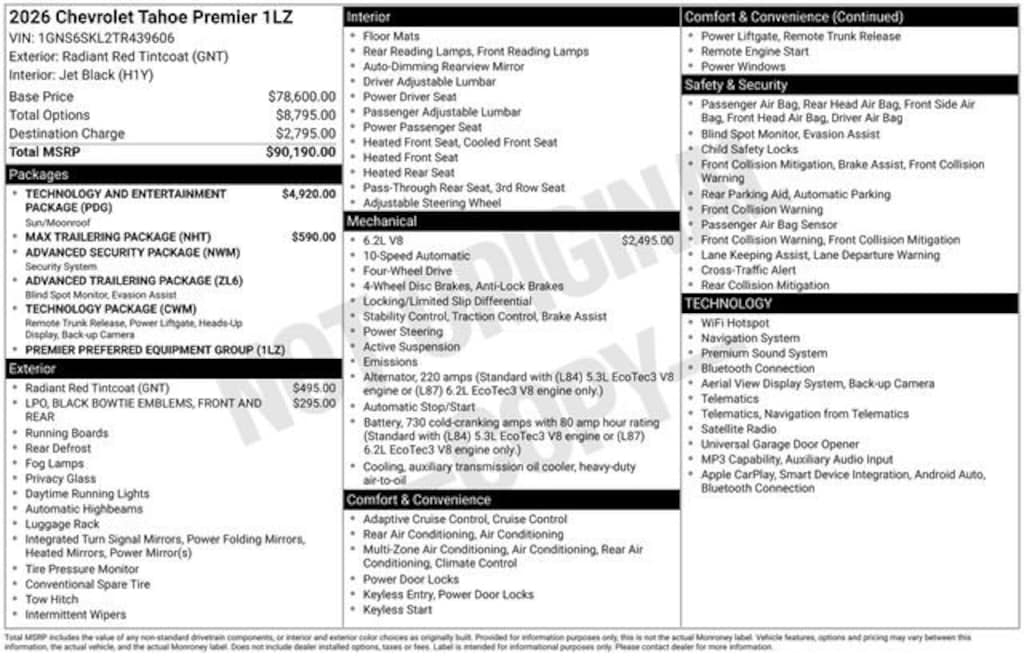 New 2026 Chevrolet Tahoe Premier SUV