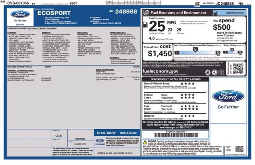 Used 2018 Ford EcoSport SE SUV