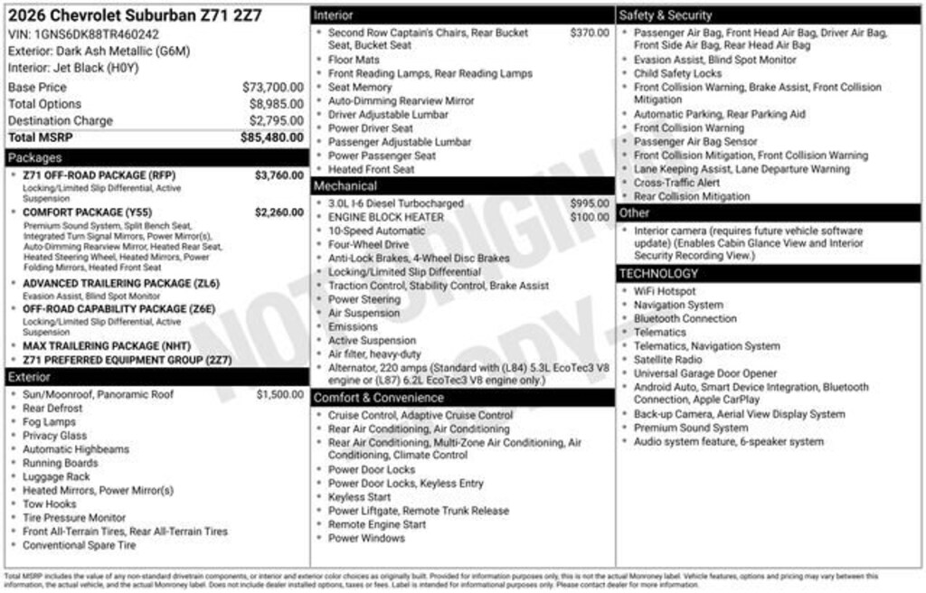New 2026 Chevrolet Suburban Z71 SUV