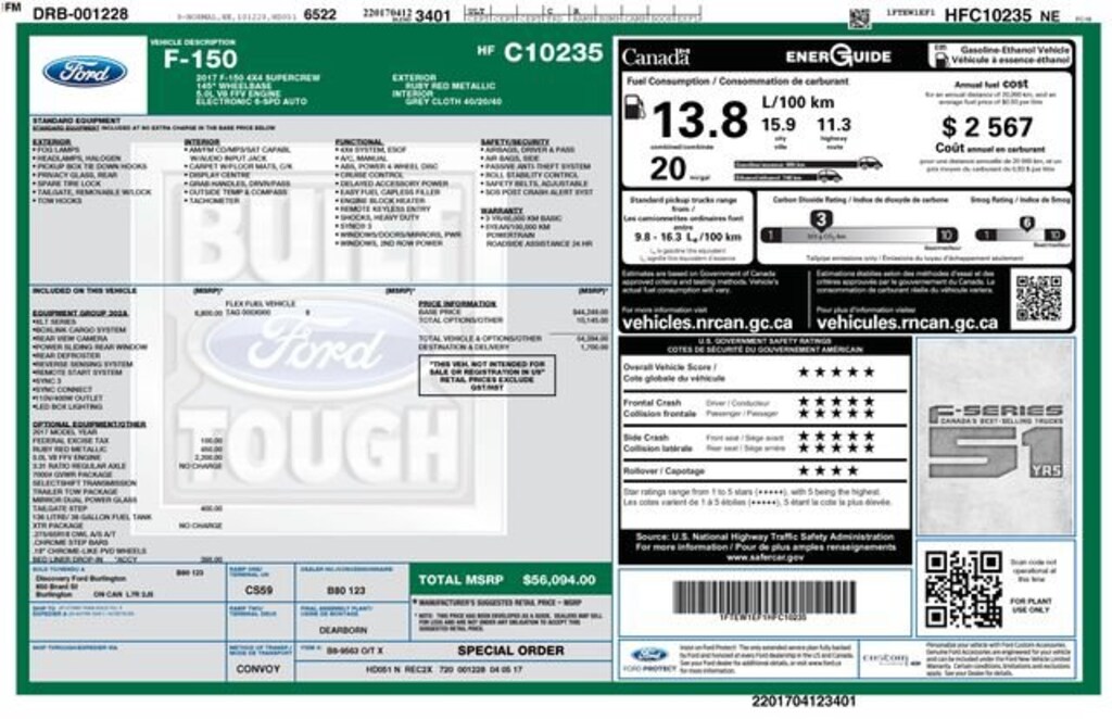 Used 2017 Ford F-150 XL Truck SuperCrew Cab