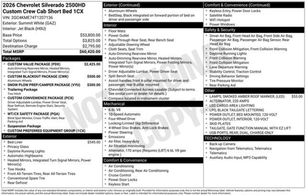New 2026 Chevrolet Silverado 2500 HD Custom Truck