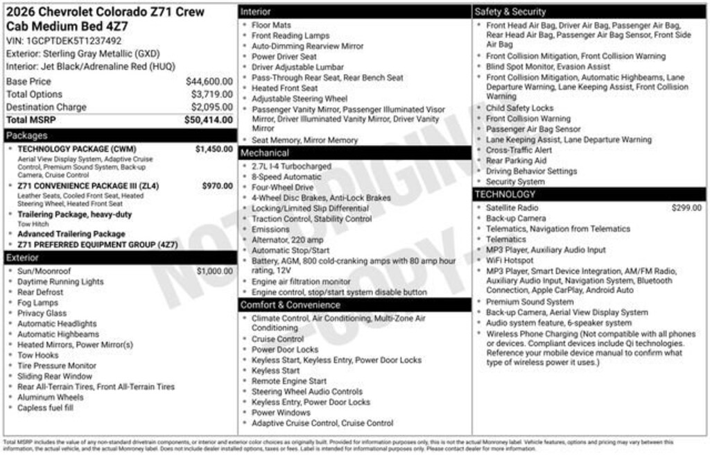 New 2026 Chevrolet Colorado Z71 Truck