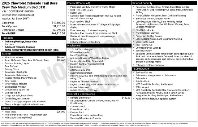 New 2026 Chevrolet Colorado Trail Boss Truck