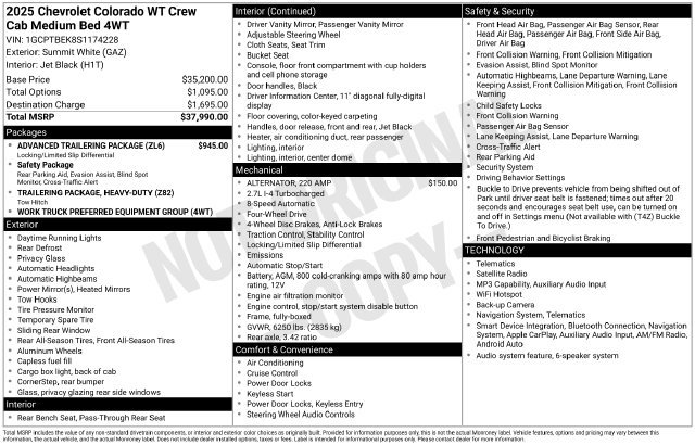 Used 2025 Chevrolet Colorado WT/LT Truck Crew Cab