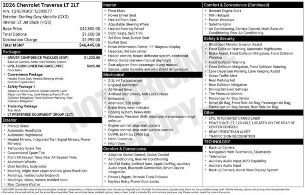New 2026 Chevrolet Traverse LT SUV