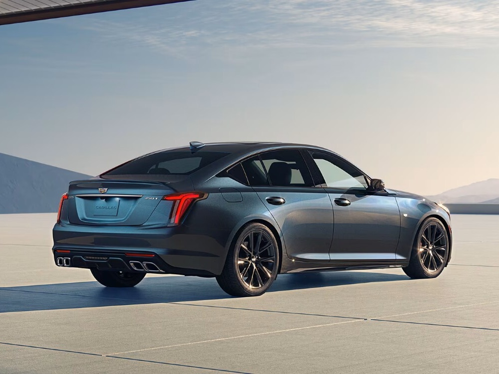  2026 Cadillac CT5 featuring active grille shutters, underbody panels and sculpted side skirts.