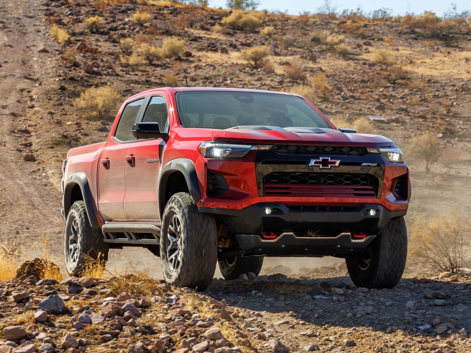 Colorado kicking up dust on desert trail - Adventure-Ready Pickup
