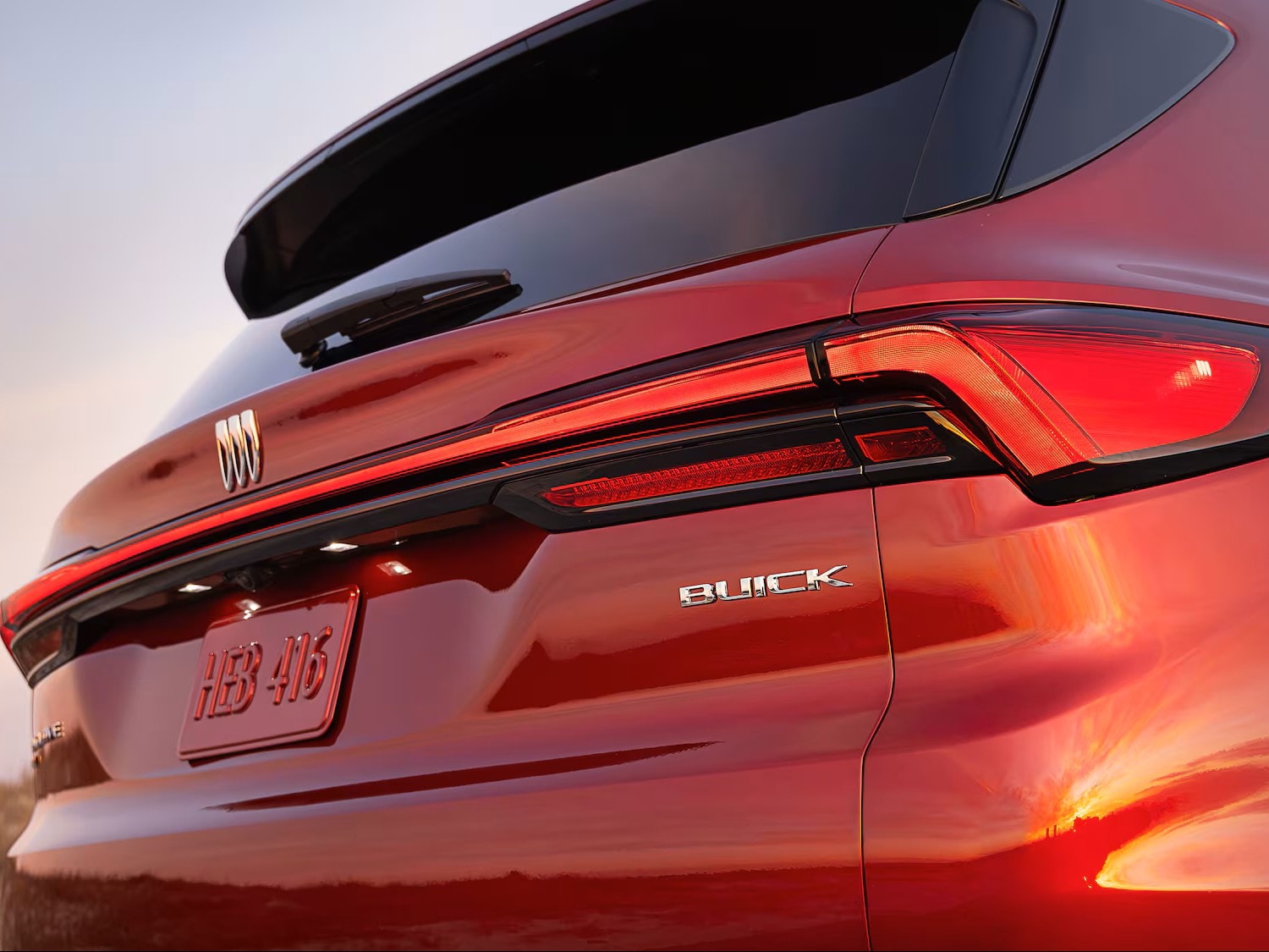 Close-up of the Taillight of a 2026 Red Buick Enclave