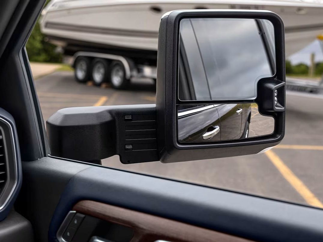  2026 Silverado HD with Available power-folding and extending outside rearview mirrors.