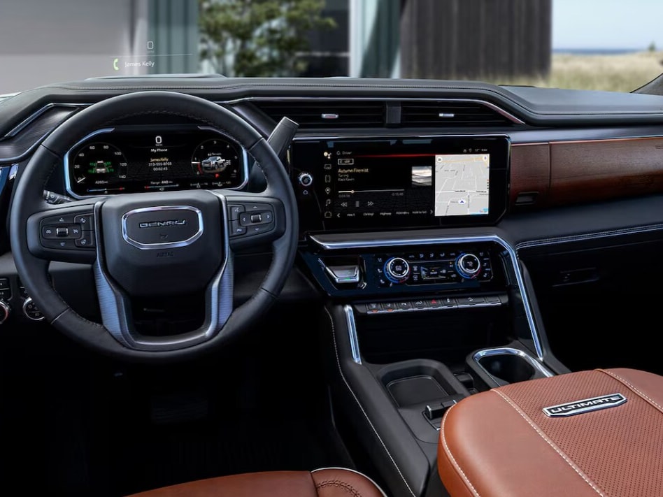 Interior of 2026 GMC Sierra HD Denali Ultimate with exclusive Alpine Umber interior