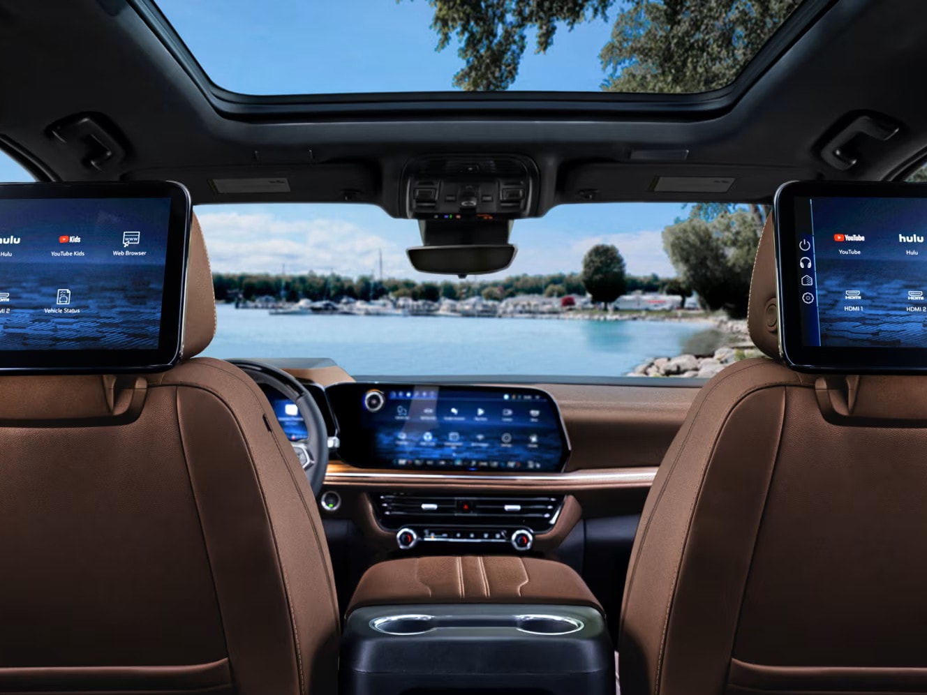  2026 Suburban rear-seat entertainment system with dual screens