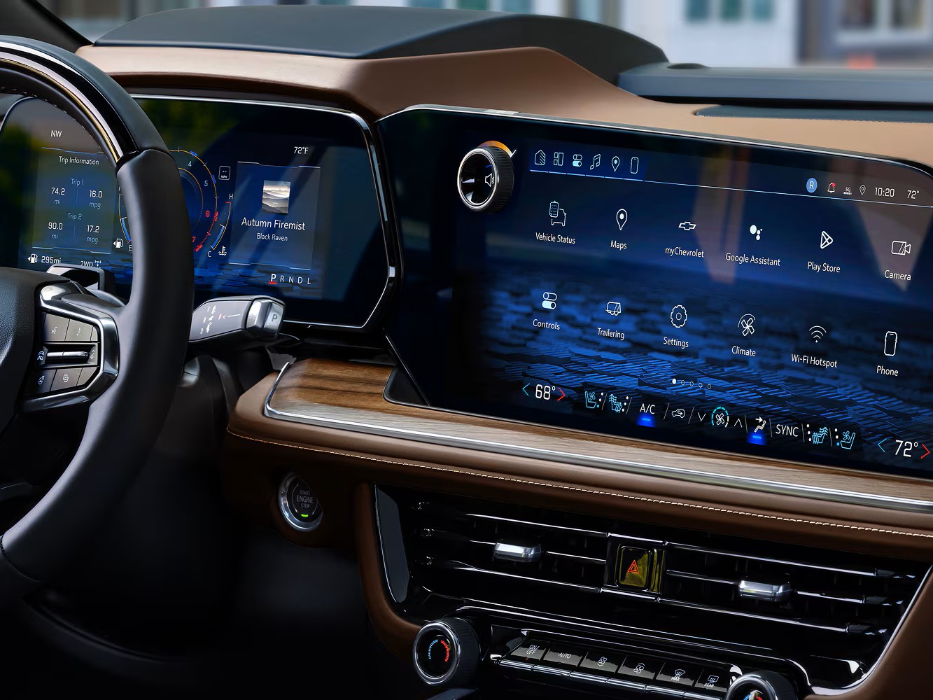  Close-up of climate control and infotainment interface in 2026 Suburban