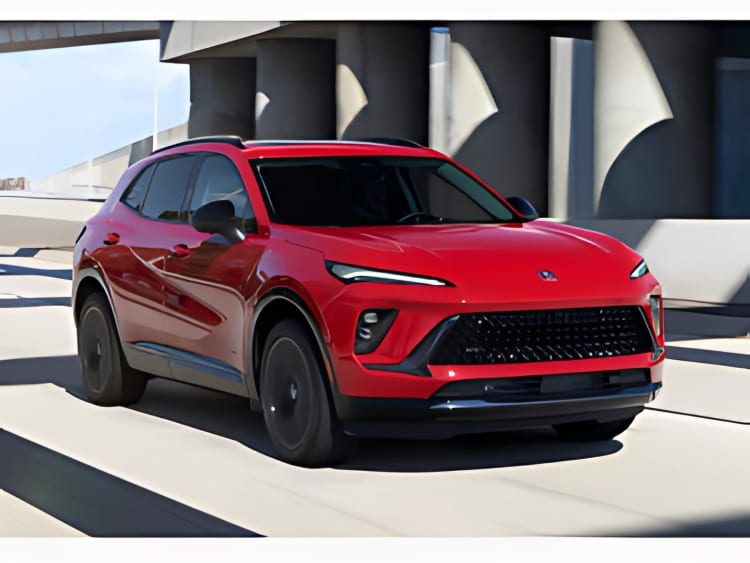  2025 Buick Envision Sport Touring in Brilliant Red parked curbside