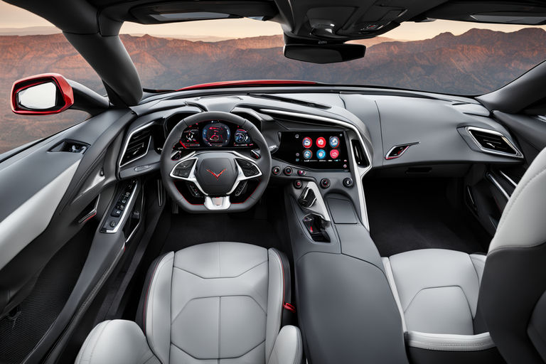 Close-up of the 2025 Corvette dashboard and center touchscreen