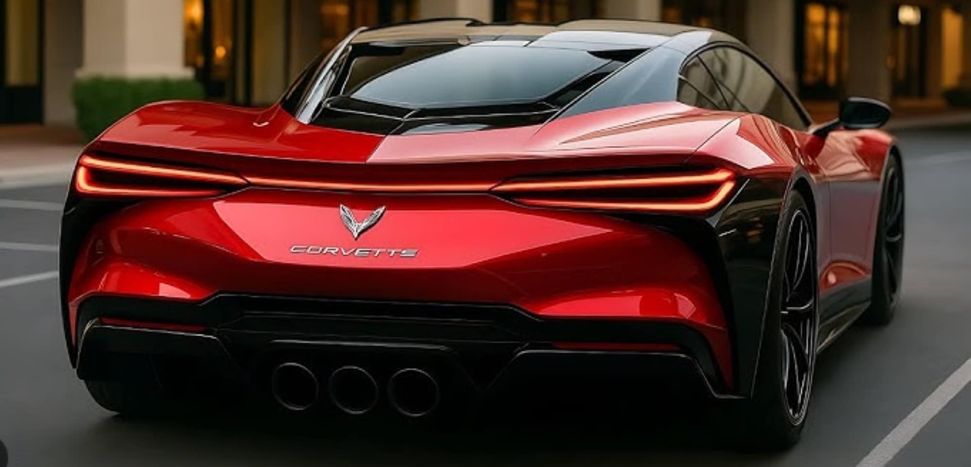 2026 Corvette Stingray from behind featuring dynamic lines and style