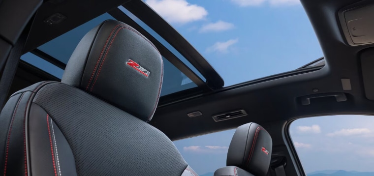 Close Up view of the Headrest Badging in the 2026 Chevy Traverse