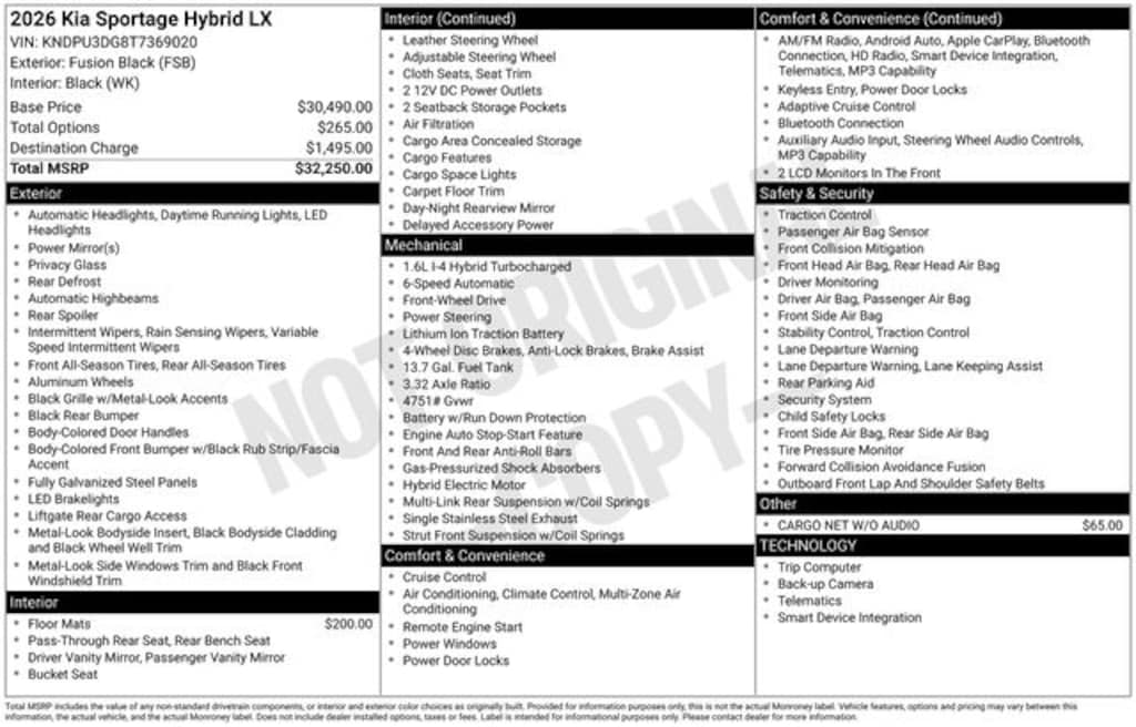 New 2026 Kia Sportage Hybrid LX SUV